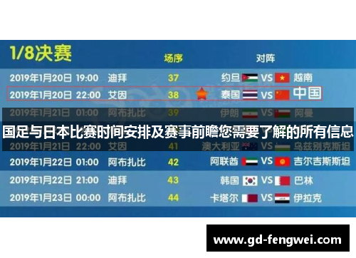 国足与日本比赛时间安排及赛事前瞻您需要了解的所有信息